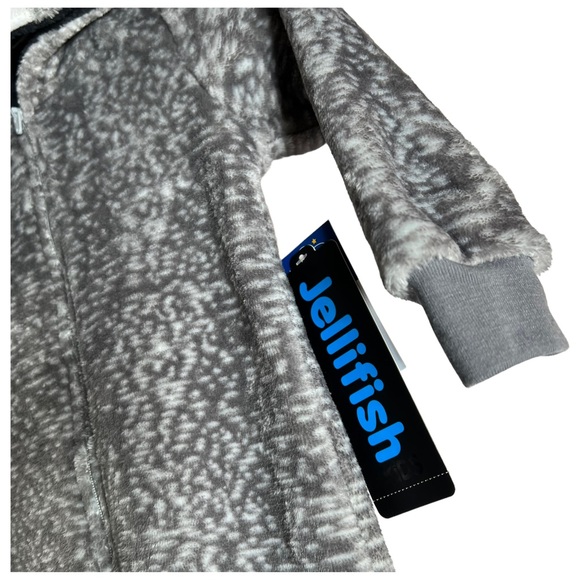 NEW Jellifish Kids Wolf Onsie Kids Sz 3T Gray Zip Up Onsie with Wolf Hoody - Picture 3 of 12